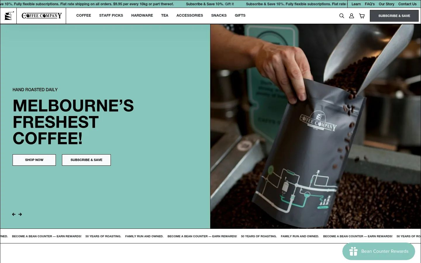 Coffee Company Australia storefront on desktop