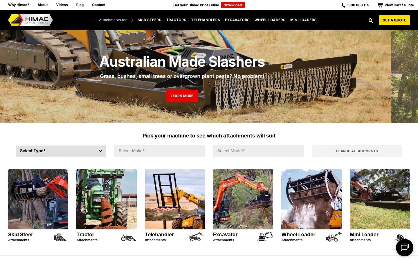 Himac storefront on desktop