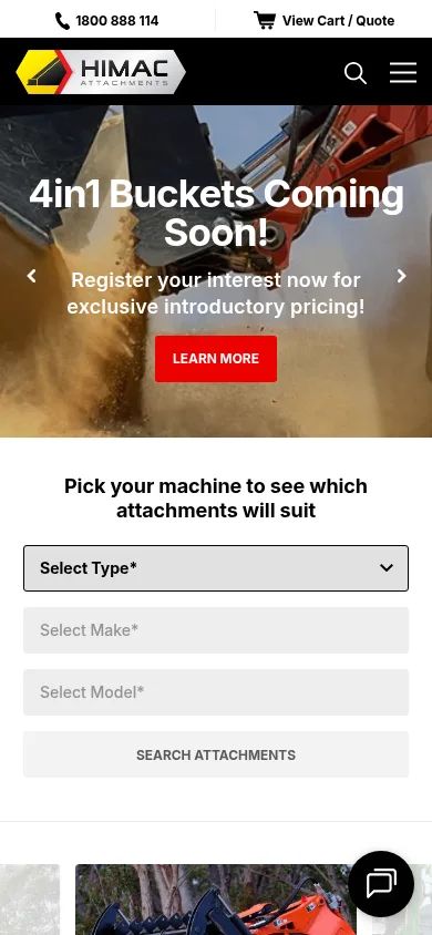 Himac storefront on mobile