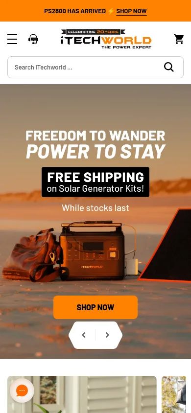 iTechworld storefront on mobile