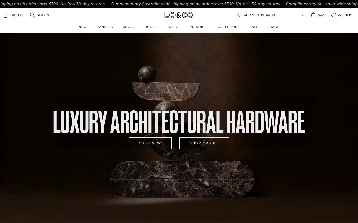 Lo & Co Interiors storefront on desktop