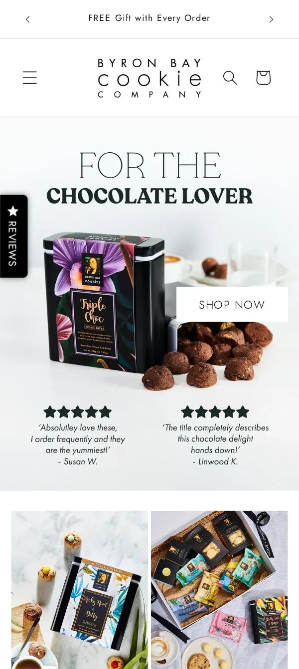 Byron Bay Cookie Company mobile screen 1