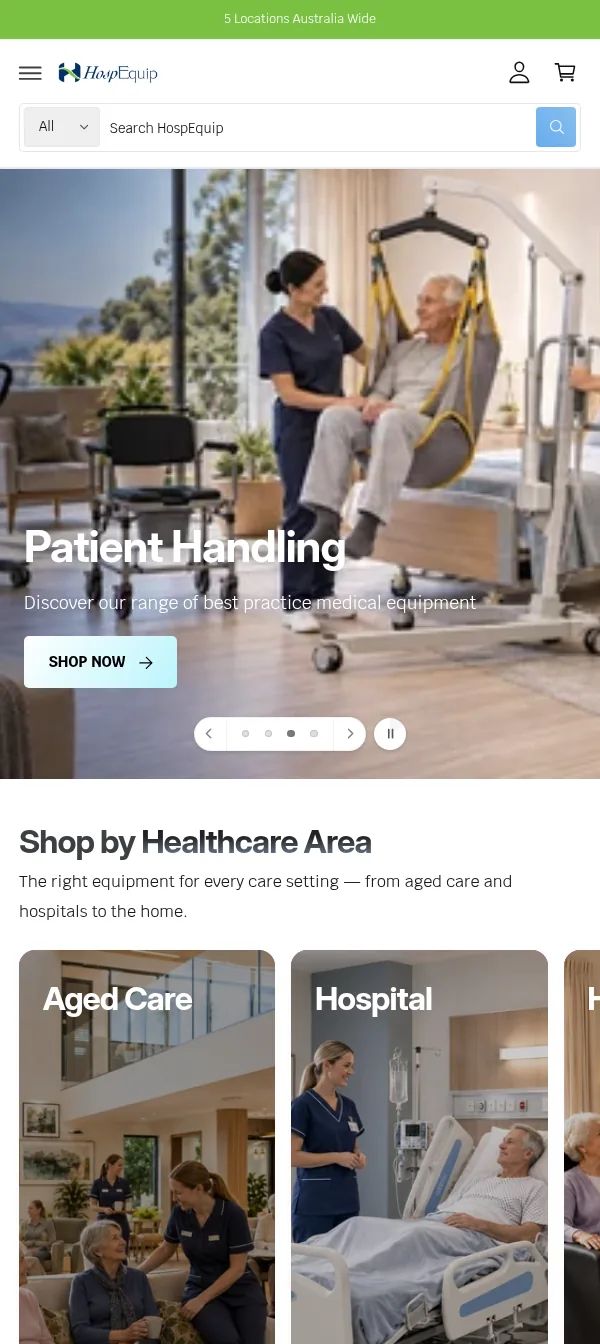 HospEquip mobile screen 1